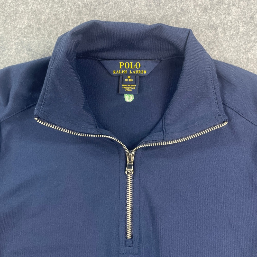 Polo Ralph Lauren Boys Quarter-Zip Pullover M (8-10) Navy Blue Long Sleeve Prep